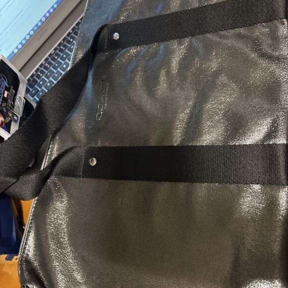 COACH FRAGRANCE TOTE BAG DARK GRAY SLIVER SHINY Zippered PROMO NEW W/Tags - Picture 3 of 4